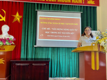 Đ/c Phạm Thị Linh - Bí thư chi bộ - Hiệu trưởng phát động hưởng ứng tuần lễ học tập suốt đời năm 2023